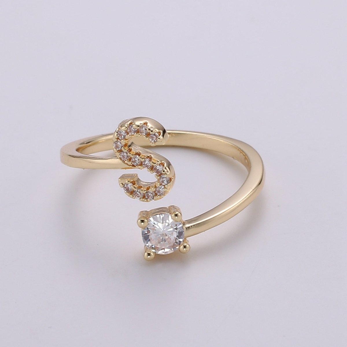 Dainty Initial Ring Gold Letter Ring Minimalist Initial Ring Initial Name Ring Adjustable Initial Cz Ring Personalized Bridesmaid Gift R-370-R-395