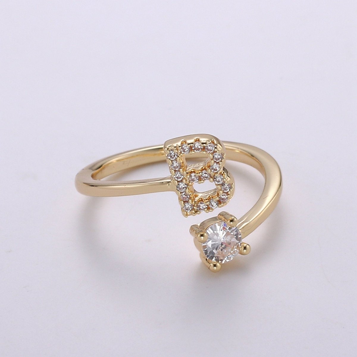Dainty Initial Ring Gold Letter Ring Minimalist Initial Ring Initial Name Ring Adjustable Initial Cz Ring Personalized Bridesmaid Gift R-370-R-395