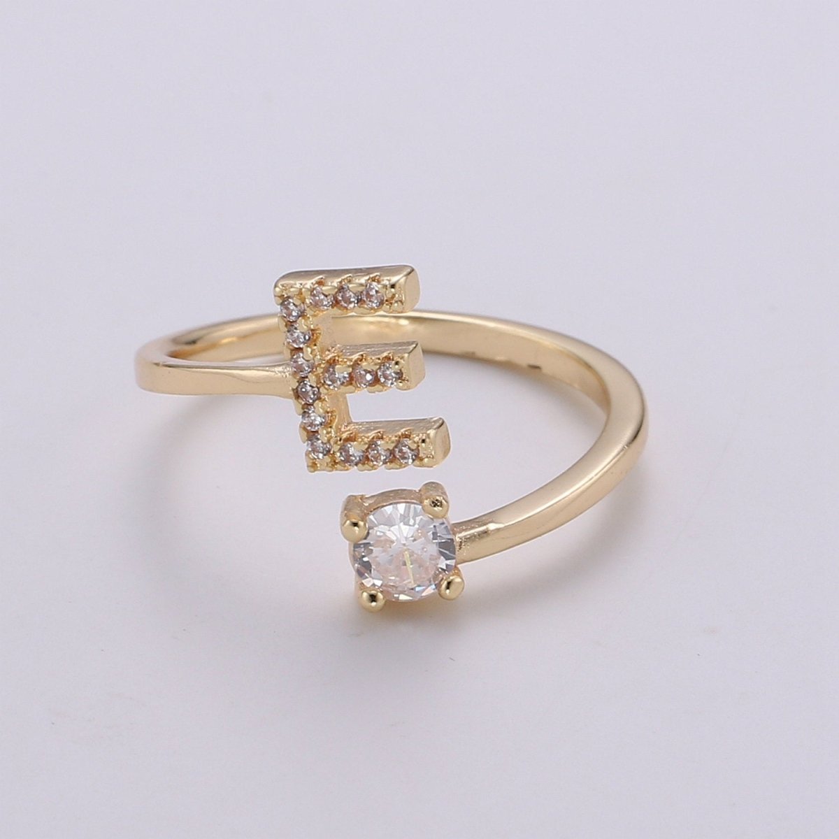 Dainty Initial Ring Gold Letter Ring Minimalist Initial Ring Initial Name Ring Adjustable Initial Cz Ring Personalized Bridesmaid Gift R-370-R-395