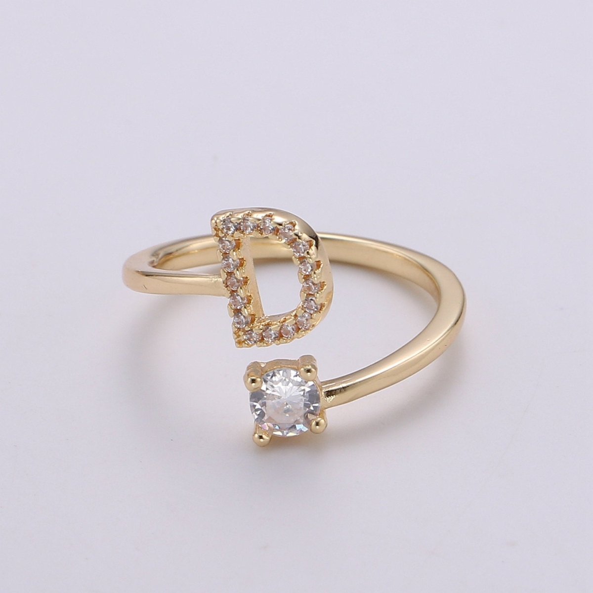 Dainty Initial Ring Gold Letter Ring Minimalist Initial Ring Initial Name Ring Adjustable Initial Cz Ring Personalized Bridesmaid Gift R-370-R-395