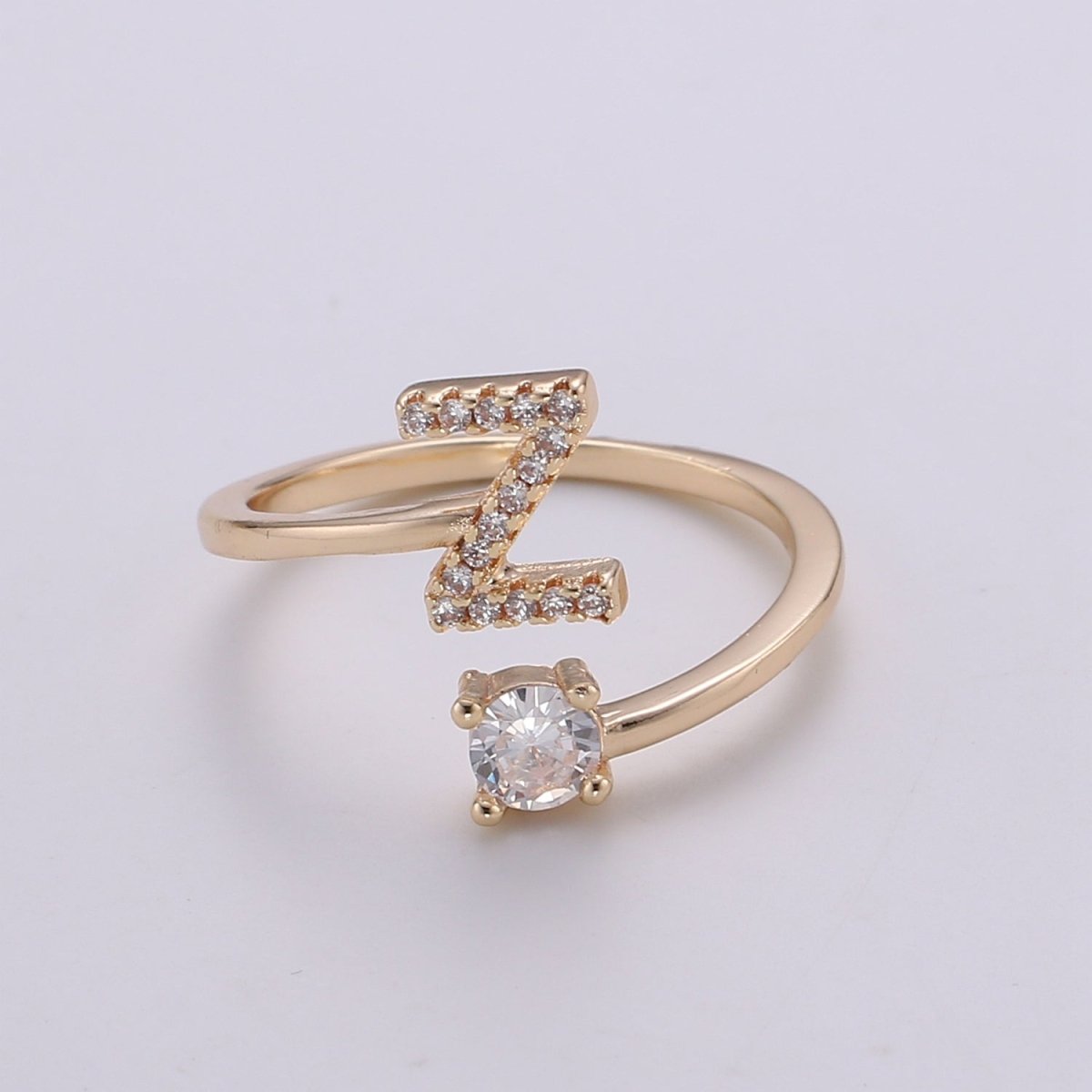 Dainty Initial Ring Gold Letter Ring Minimalist Initial Ring Initial Name Ring Adjustable Initial Cz Ring Personalized Bridesmaid Gift R-370-R-395