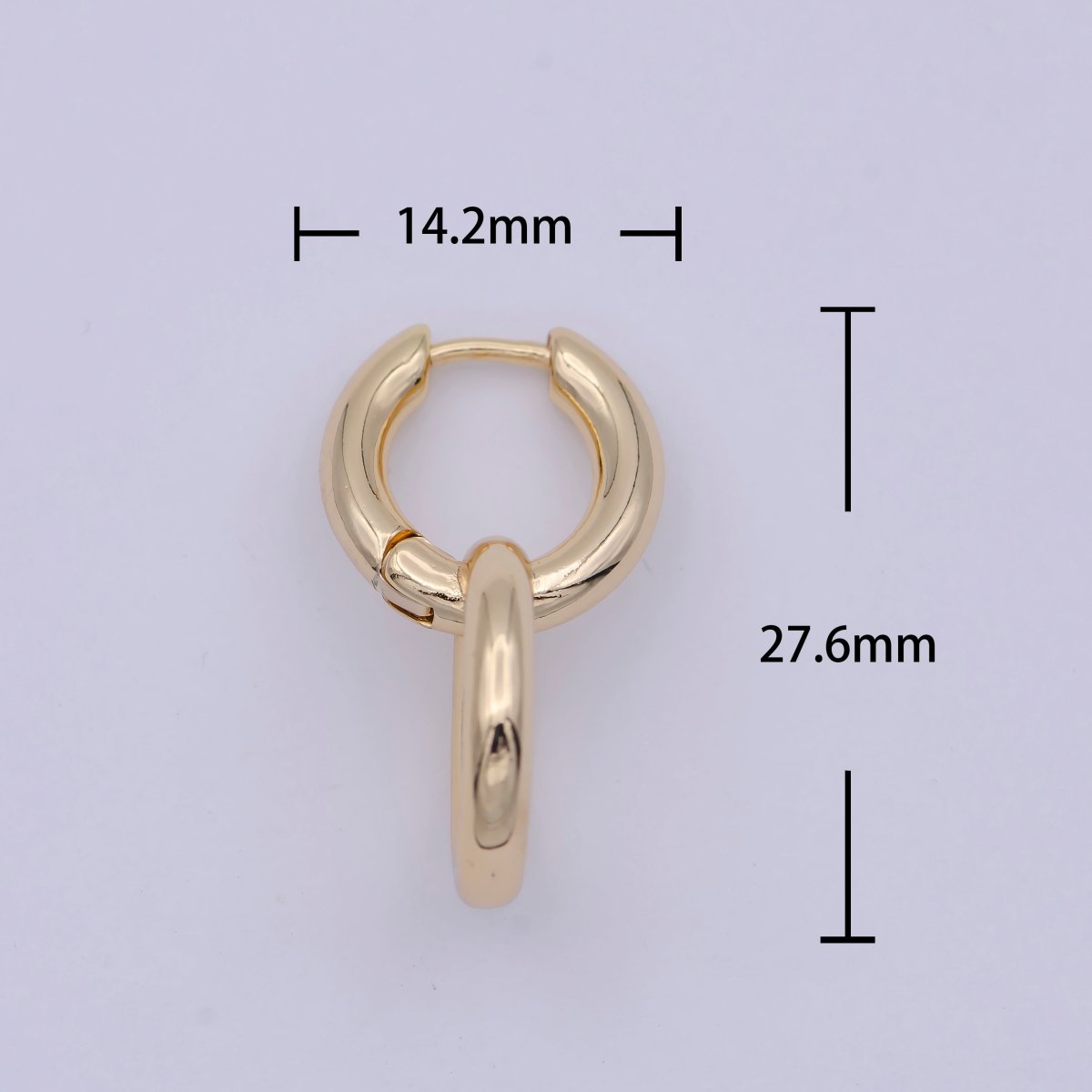 Dainty Intertwined Huggie Earrings with Round Dangle Charm Drop | Y-085 - DLUXCA