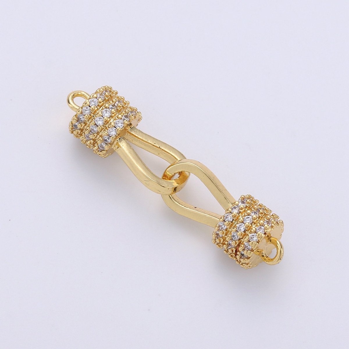 Dainty Knot Charm Connector CZ Micro Pave 29x6mm Gold Link Connector Lead Free for Necklace Bracelet Component F-445 - DLUXCA