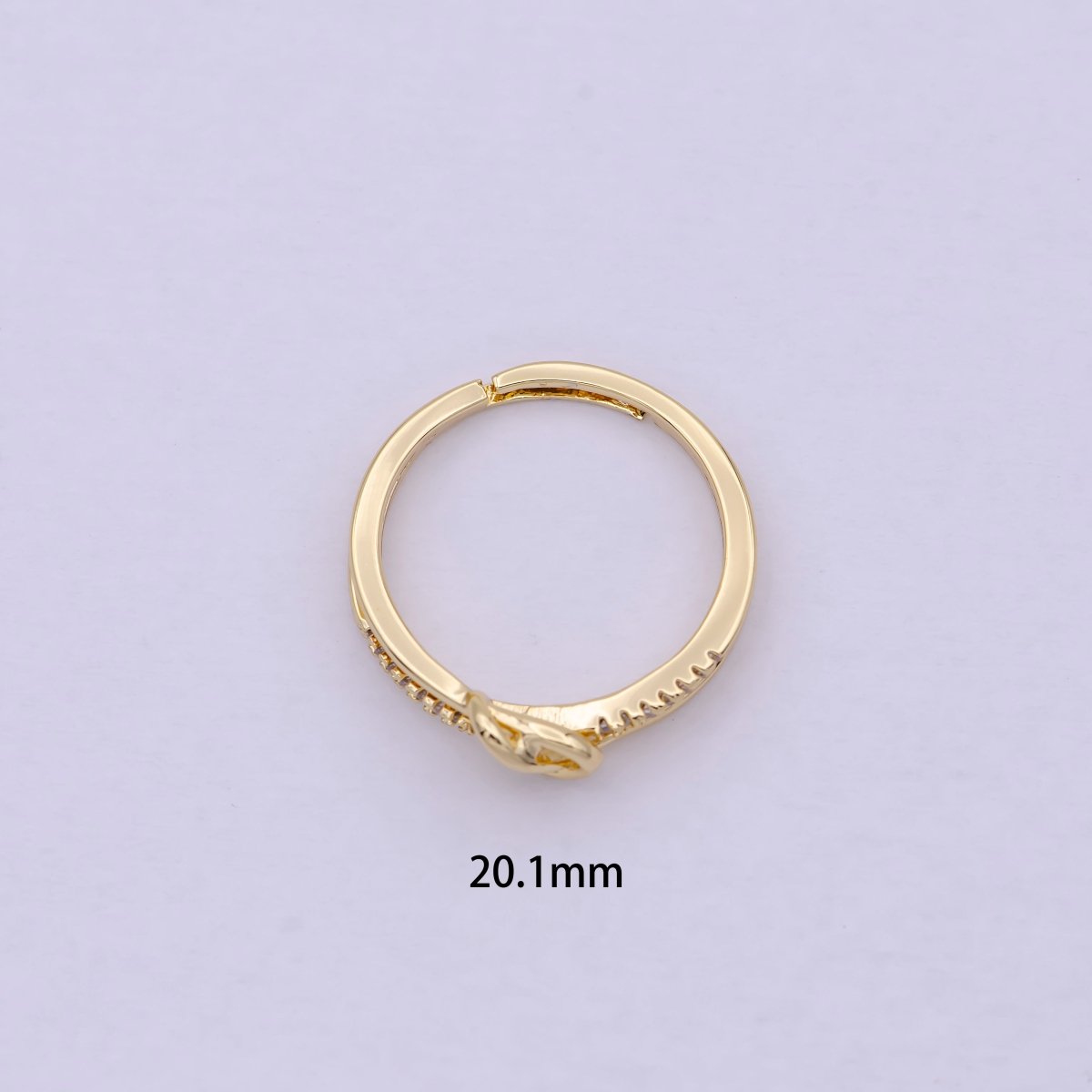 Dainty Knot Twist Cz Ring Open Adjustable U-217 - DLUXCA