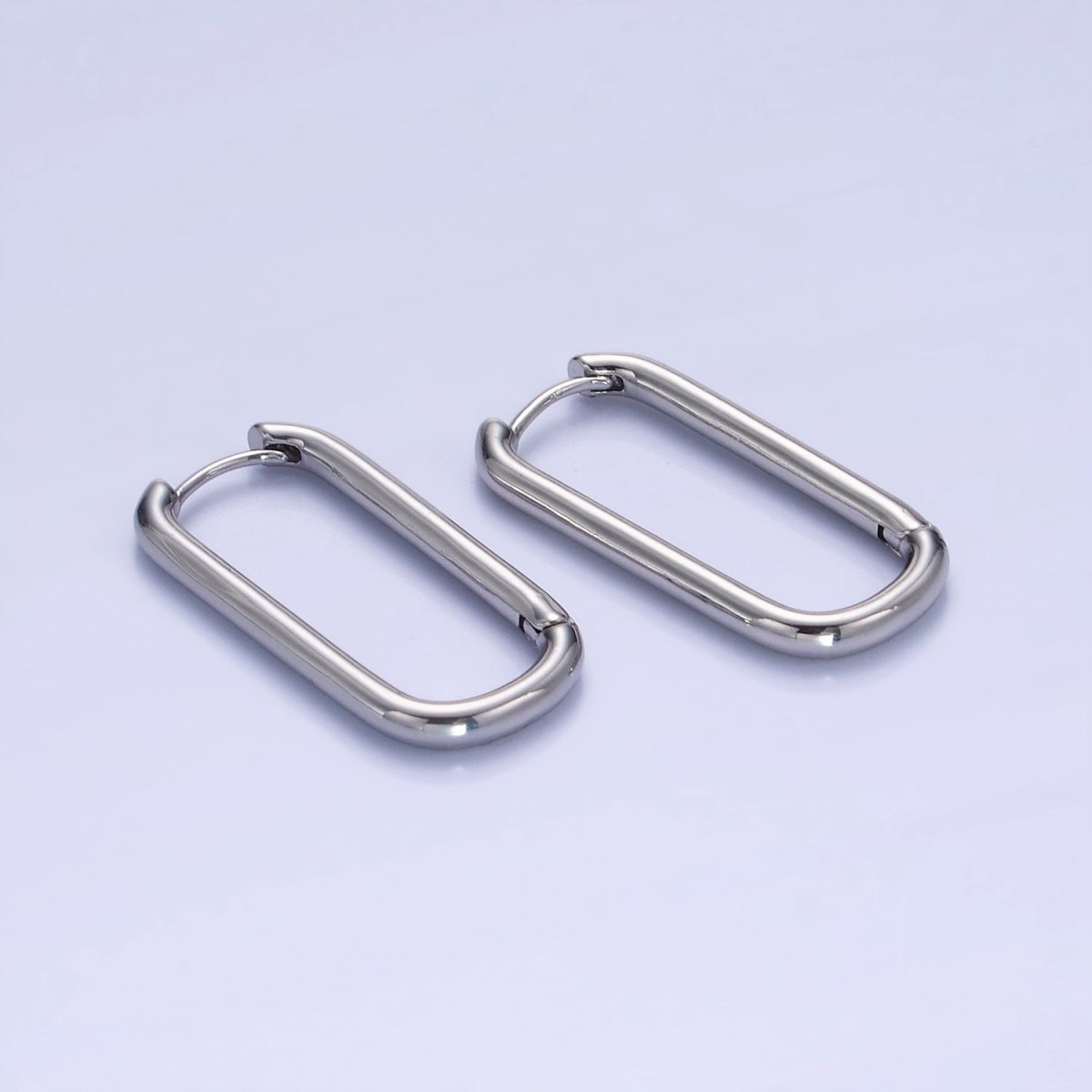 14K Gold Filled 20mm, 30mm Oblong Hoop Earrings in Gold & Silver | AB1336 AB1337