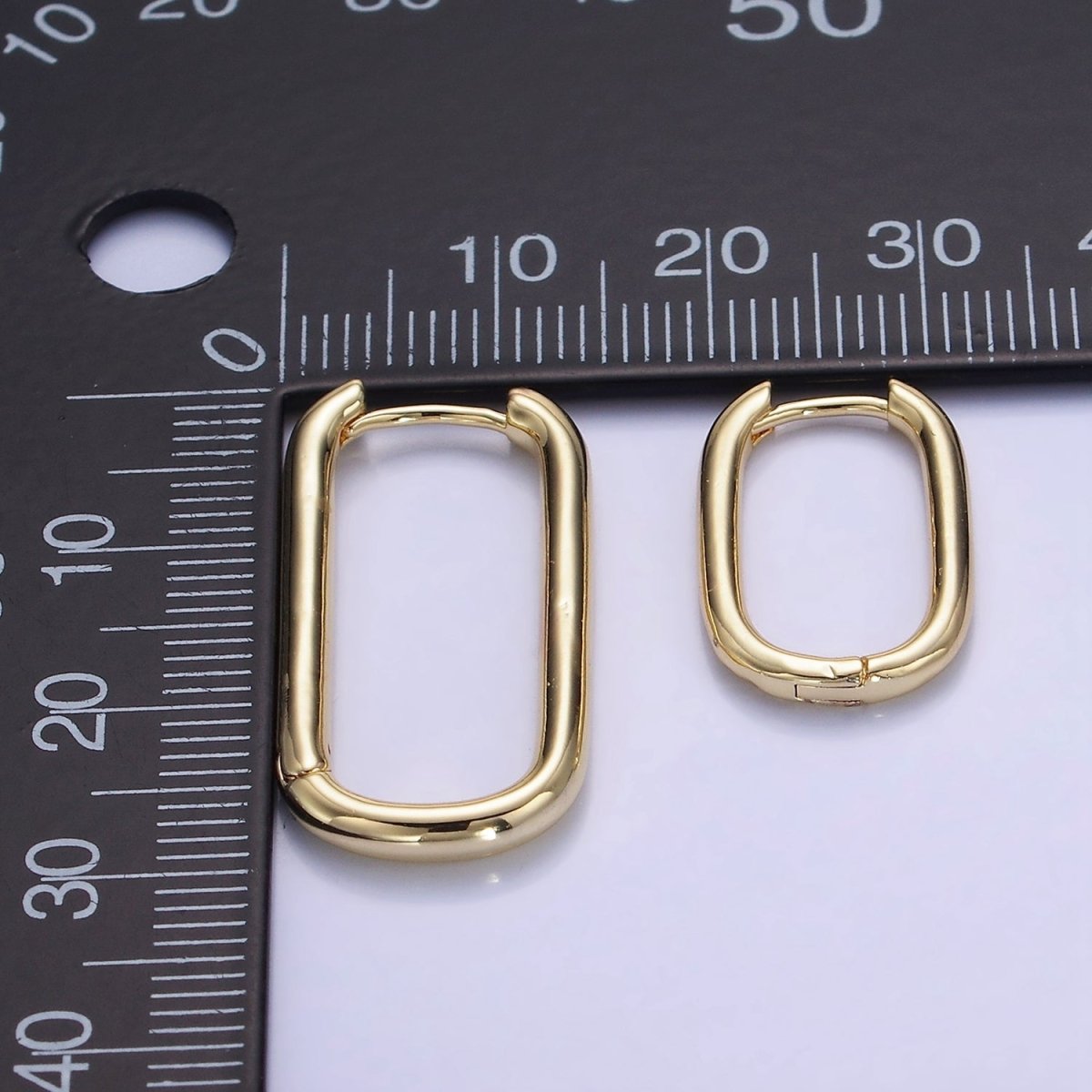14K Gold Filled 20mm, 30mm Oblong Hoop Earrings in Gold & Silver | AB1336 AB1337