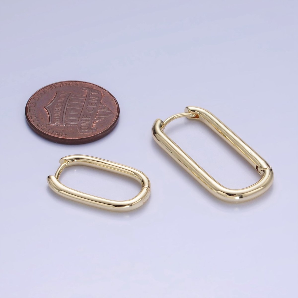 14K Gold Filled 20mm, 30mm Oblong Hoop Earrings in Gold & Silver | AB1336 AB1337