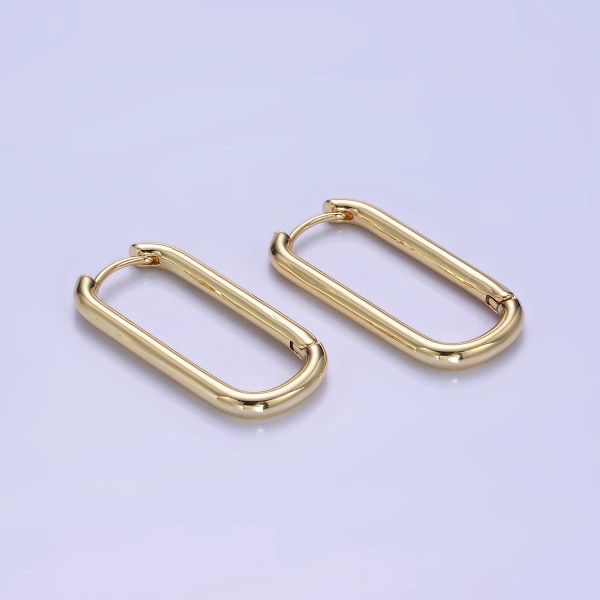 14K Gold Filled 20mm, 30mm Oblong Hoop Earrings in Gold & Silver | AB1336 AB1337