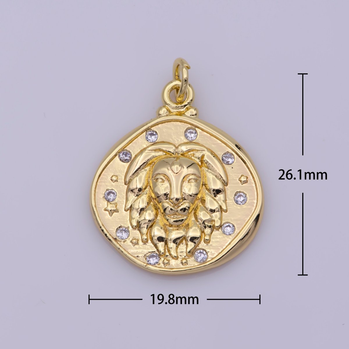 Dainty Lion Charm Leo Sign Coin Charm in 18K Gold Filled N-203 - DLUXCA