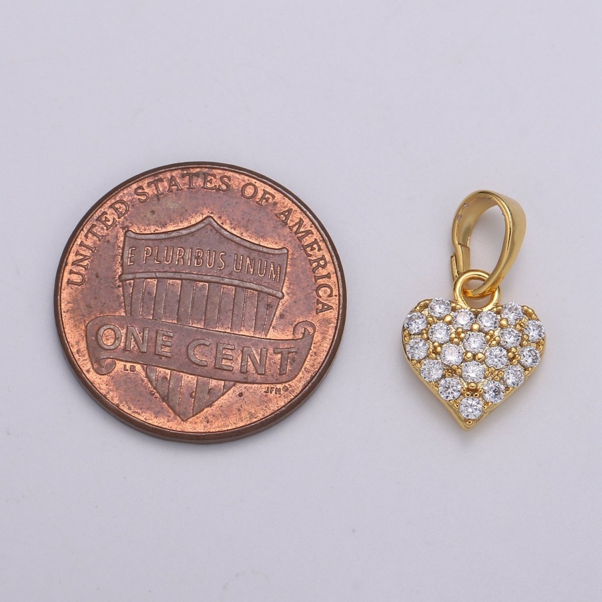 Dainty Love Charm 24K Gold Filled Micro Pave CZ Heart Pendant 16.5x9mm H-034