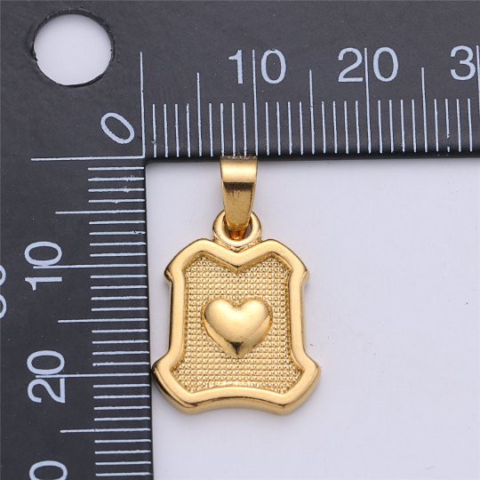 Dainty Love Heart Medallion Pendant Gold Filled Heart Pendant Gold Heart Necklace, Medallion for Necklace Bracelet Earring Making Supply I-157 - DLUXCA