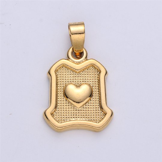 Dainty Love Heart Medallion Pendant Gold Filled Heart Pendant Gold Heart Necklace, Medallion for Necklace Bracelet Earring Making Supply I-157 - DLUXCA