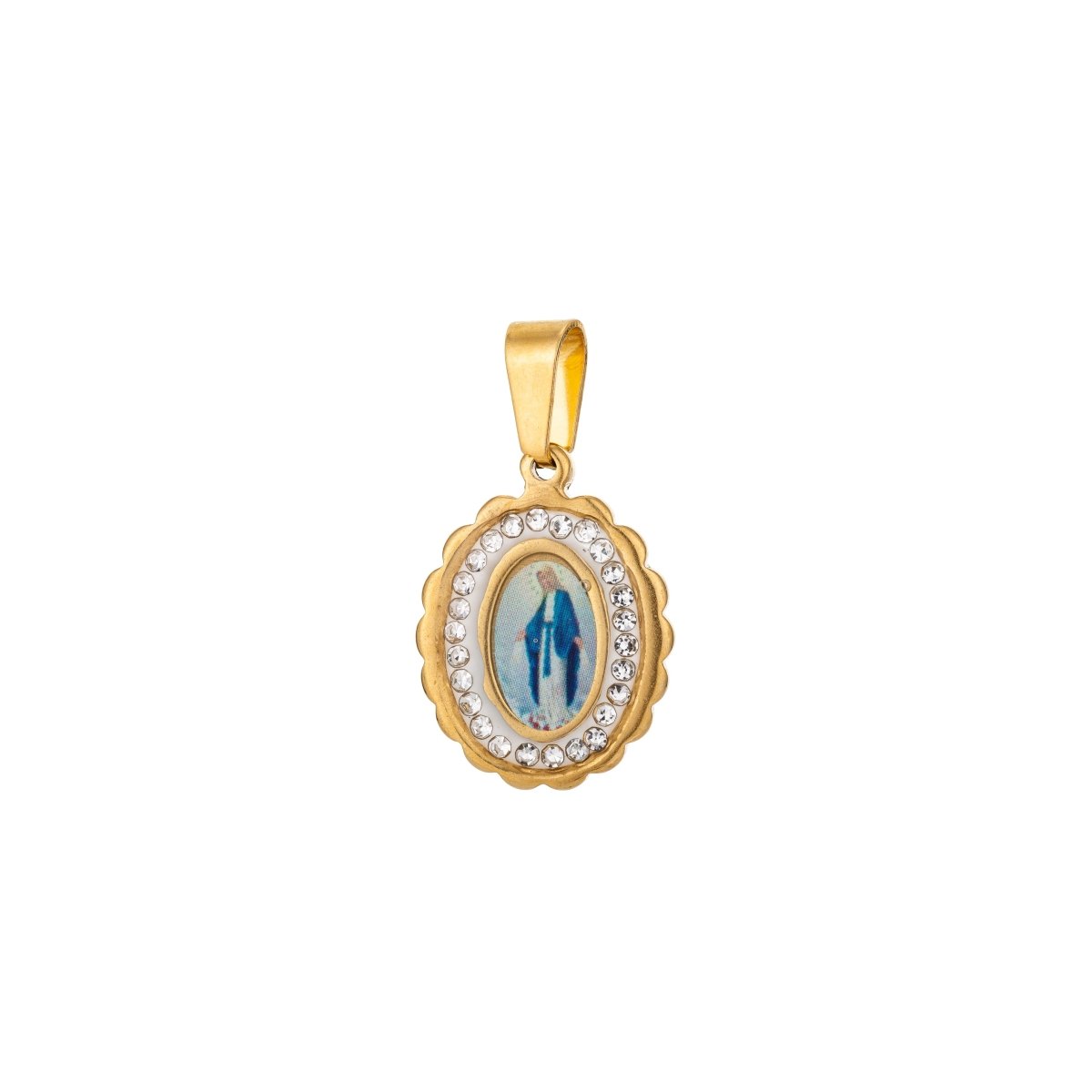 Dainty Madonna Charm, Virgin Mary Charm in 18K Gold Filled w/CZ, 25mmX15mm Necklace Pendant Religious Jewelry Making Supply J-556 J-571