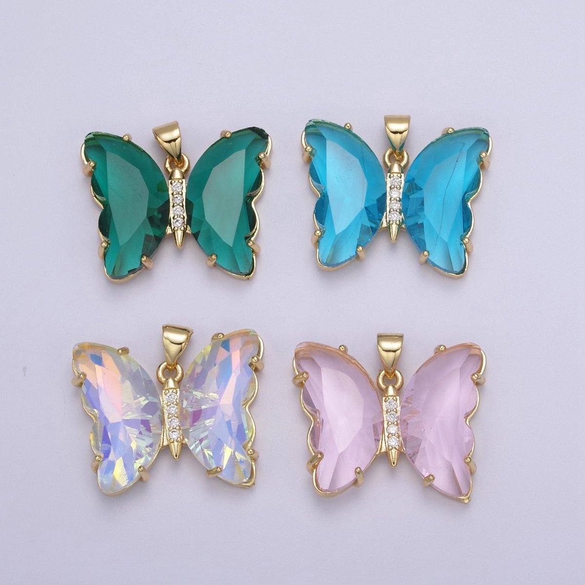 Dainty Mariposa Butterfly Charm Butterfly Charm Glass Pendant for Necklace Earring Bracelet Component in 14k Gold Filled Tarnish Free H-844 H-845 H-847 H-861