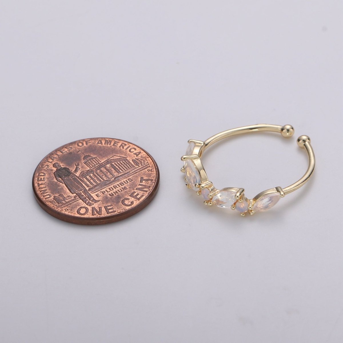 Dainty Marquise Ring, Minimalist Jewelry, CZ ring, stackable ring, Open Adjustable ring, thin gold ring, stacking R-141 - DLUXCA