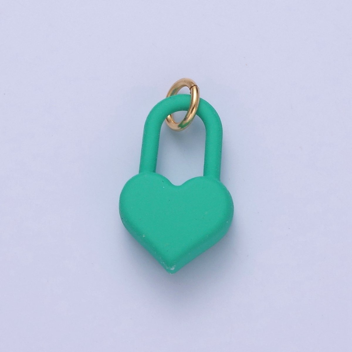 Dainty Matte Enamel Heart Lock Charm For Jewelry Making | W-302-W-311
