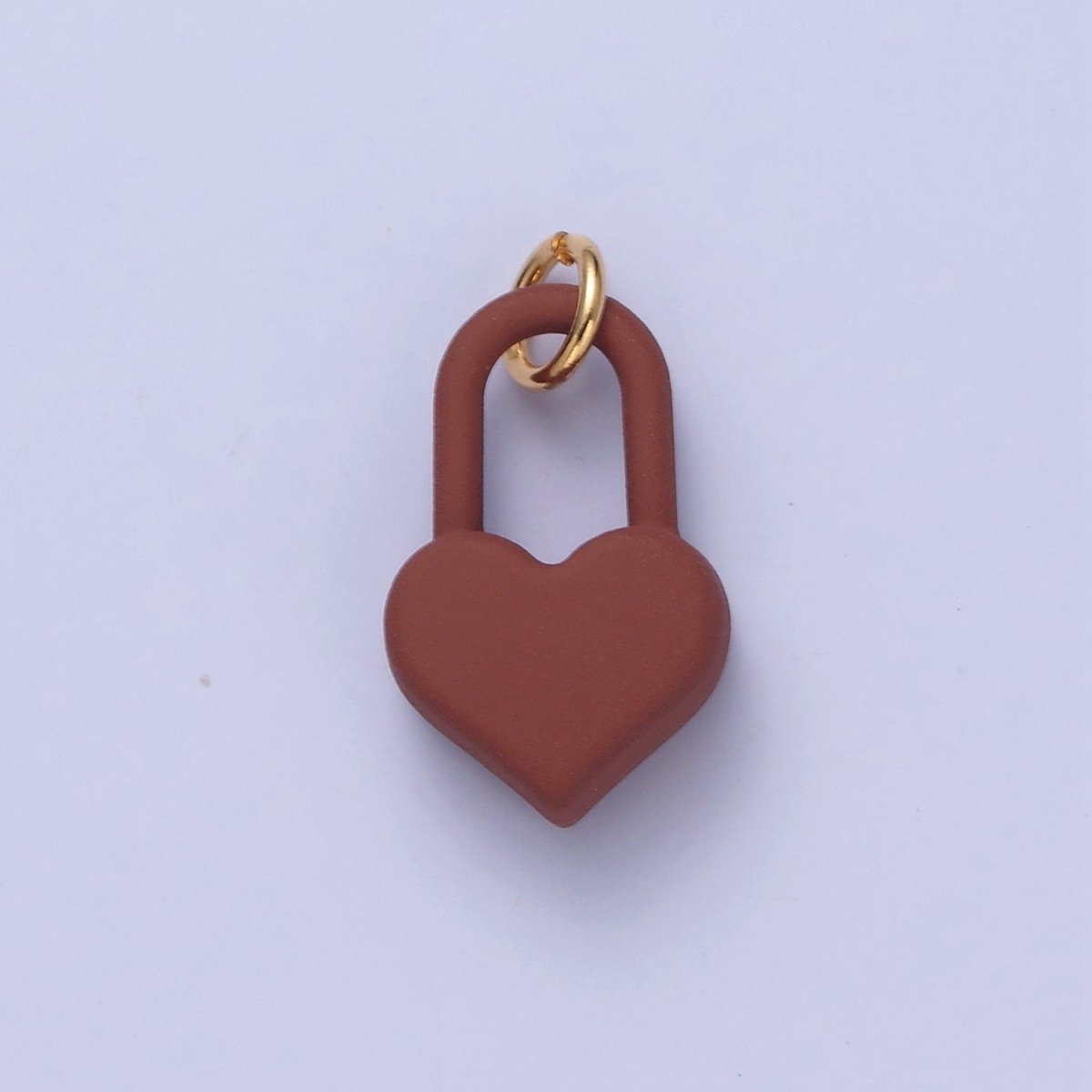 Dainty Matte Enamel Heart Lock Charm For Jewelry Making | W-302-W-311