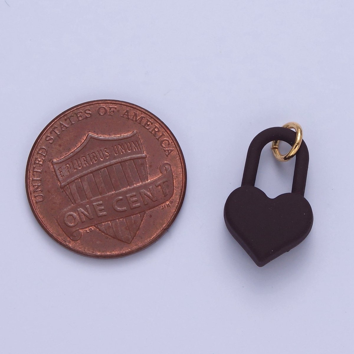 Dainty Matte Enamel Heart Lock Charm For Jewelry Making | W-302-W-311