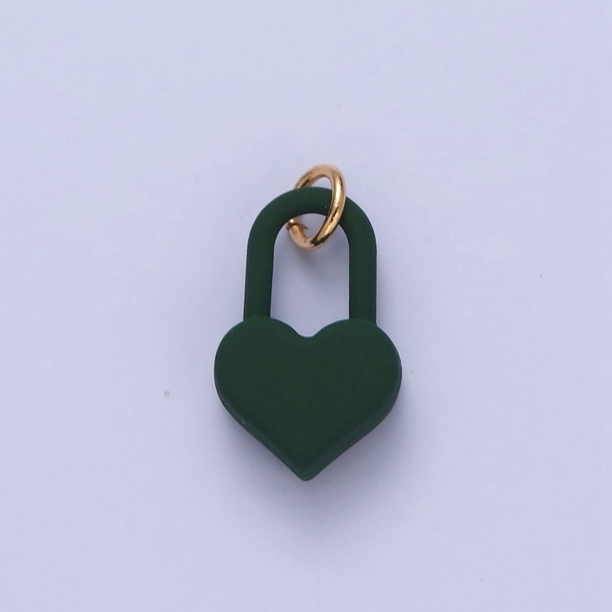Dainty Matte Enamel Heart Lock Charm For Jewelry Making | W-302-W-311