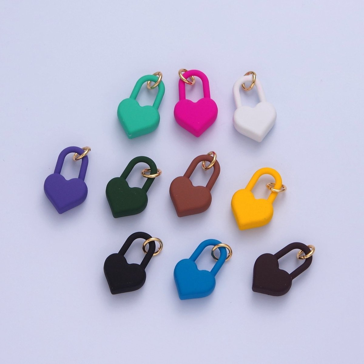 Dainty Matte Enamel Heart Lock Charm For Jewelry Making | W-302-W-311