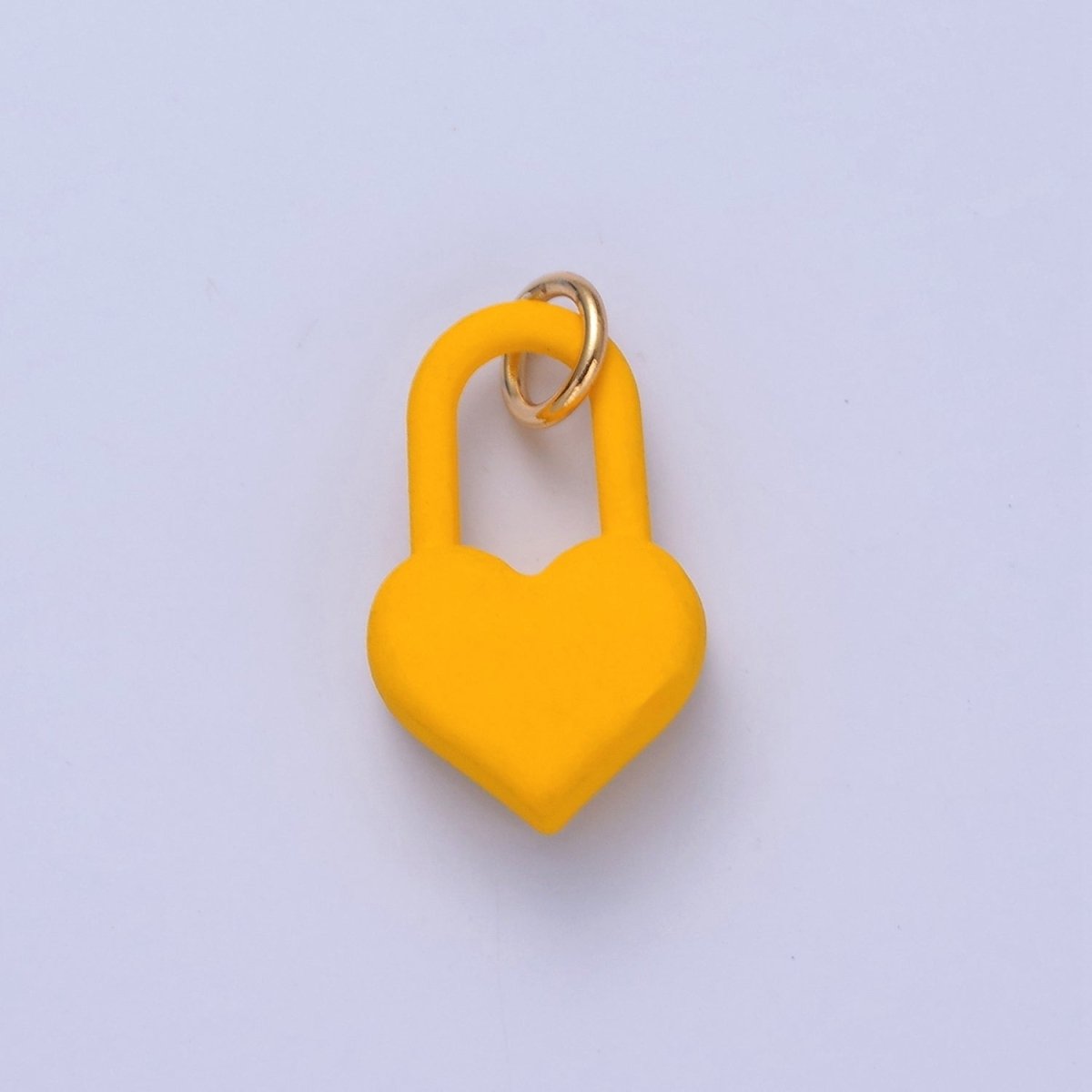 Dainty Matte Enamel Heart Lock Charm For Jewelry Making | W-302-W-311
