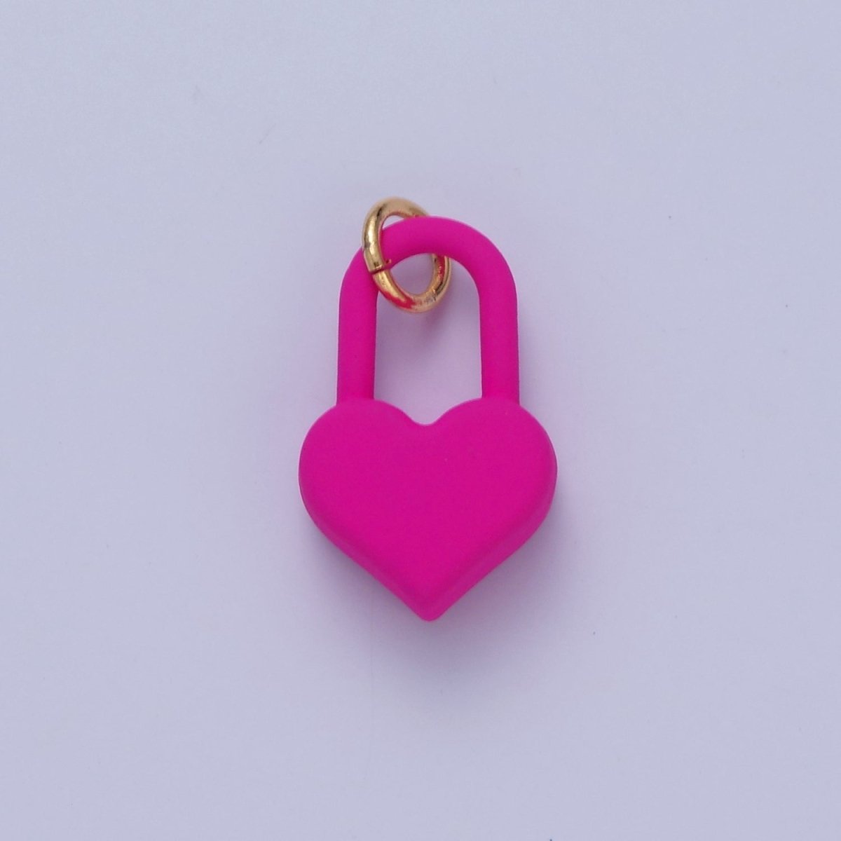 Dainty Matte Enamel Heart Lock Charm For Jewelry Making | W-302-W-311
