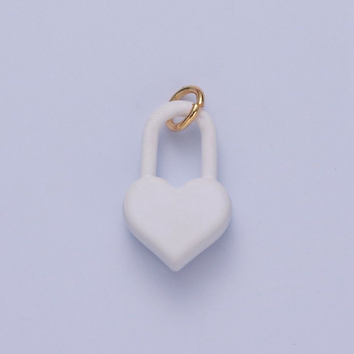 Dainty Matte Enamel Heart Lock Charm For Jewelry Making | W-302-W-311