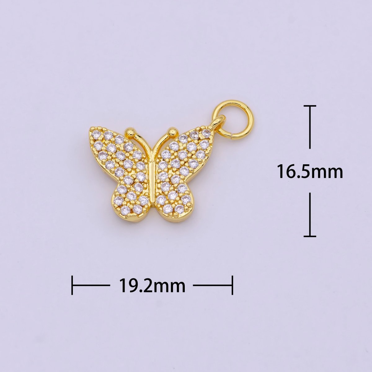 Dainty Micro Pave Butterfly Charm Rhodium White Gold Butterfly Pendant for Necklace Bracelet Earring Charm Jewelry Making Supply, C-487