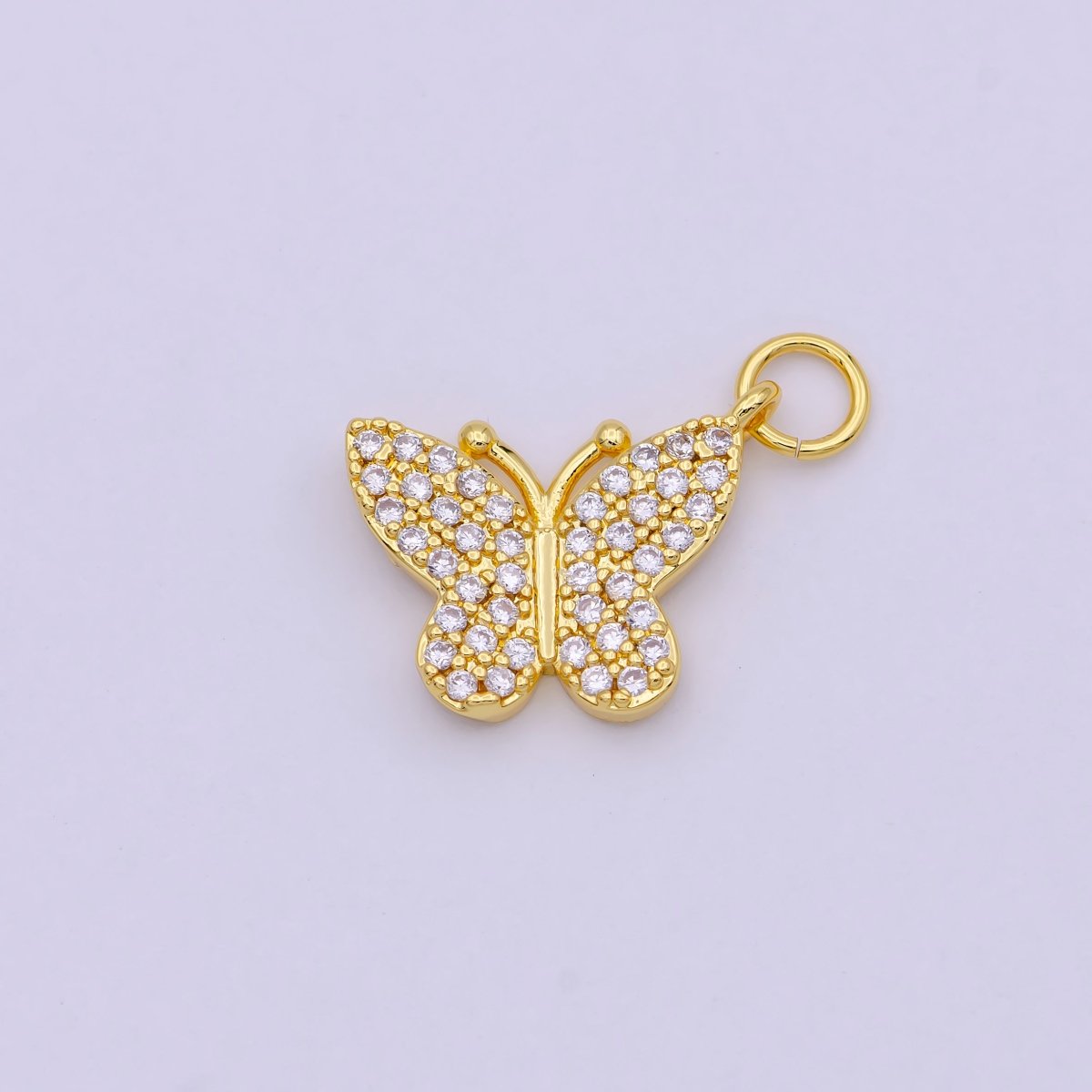 Dainty Micro Pave Butterfly Charm Rhodium White Gold Butterfly Pendant for Necklace Bracelet Earring Charm Jewelry Making Supply, C-487