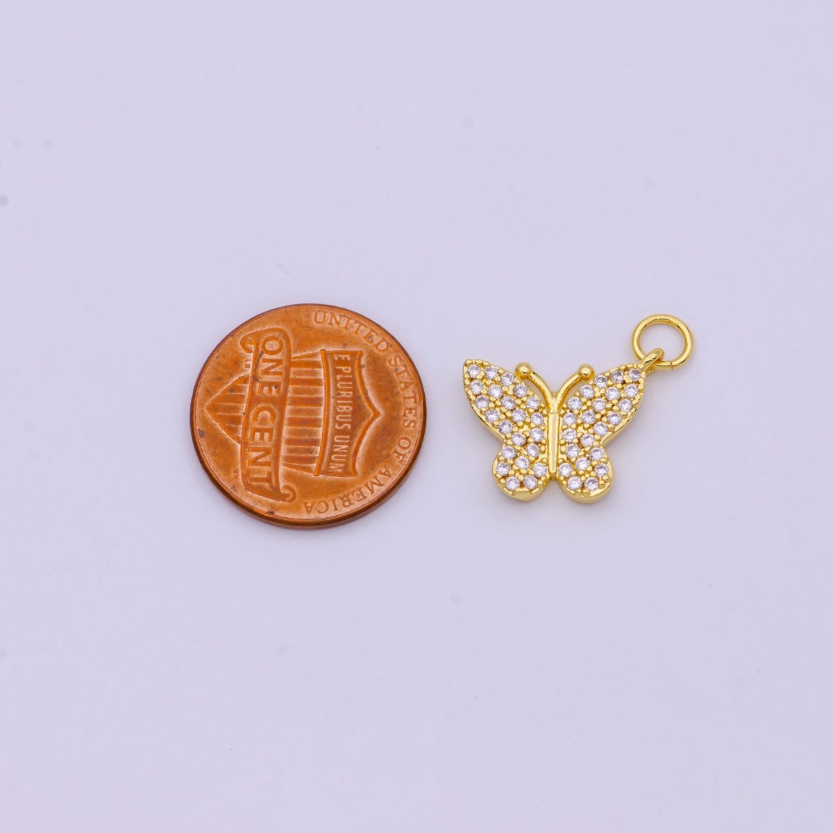 Dainty Micro Pave Butterfly Charm Rhodium White Gold Butterfly Pendant for Necklace Bracelet Earring Charm Jewelry Making Supply, C-487