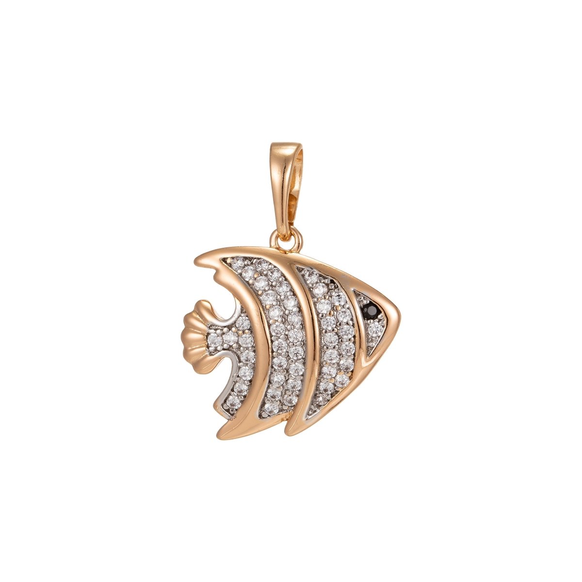 OS Dainty Micro Pave Clown Fish Pendant in 18K Gold Filled Charm Cubic Fish Charm Animal Pendant I-193