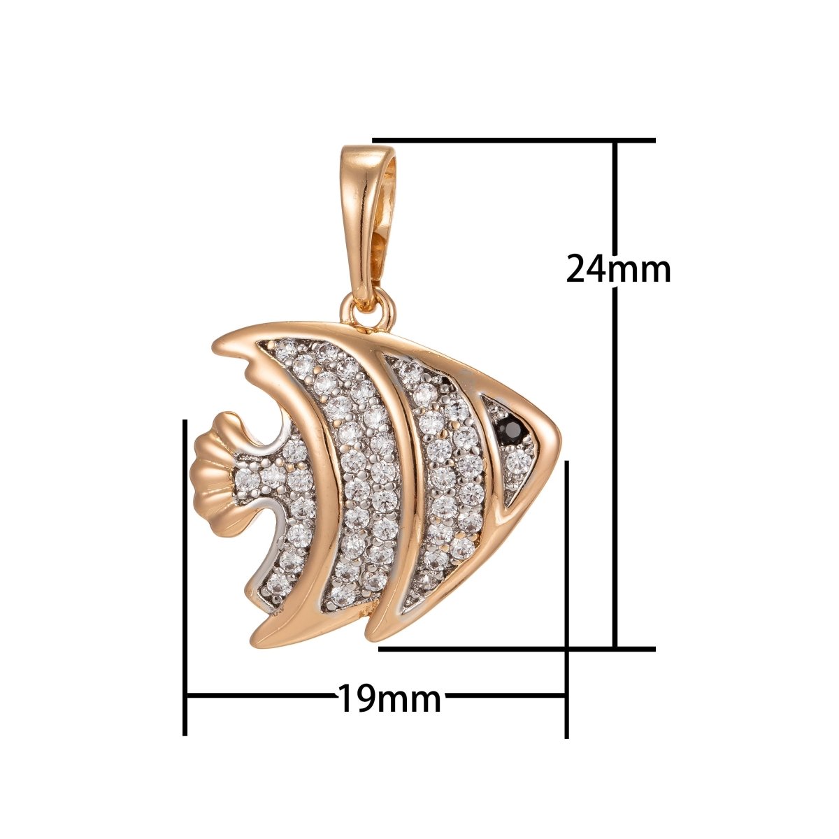OS Dainty Micro Pave Clown Fish Pendant in 18K Gold Filled Charm Cubic Fish Charm Animal Pendant I-193