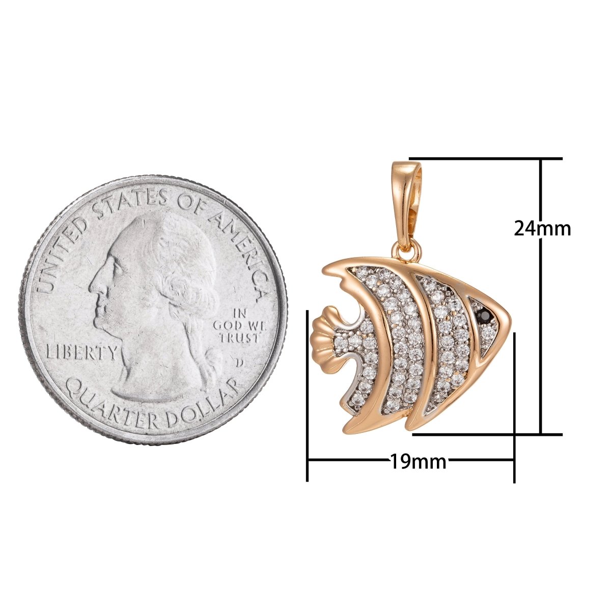 OS Dainty Micro Pave Clown Fish Pendant in 18K Gold Filled Charm Cubic Fish Charm Animal Pendant I-193