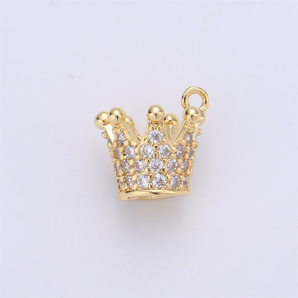 Dainty Micro Pave Gold Crown charm in 24k gold Filled Charm Cubic zirconia for Necklace Bracelet Earring Charm Jewelry Making supply C-679 - DLUXCA