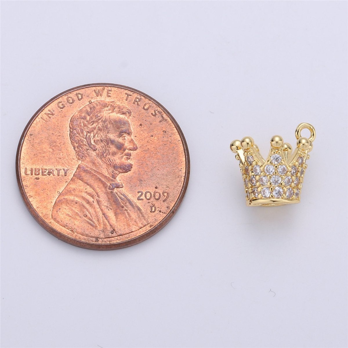 Dainty Micro Pave Gold Crown charm in 24k gold Filled Charm Cubic zirconia for Necklace Bracelet Earring Charm Jewelry Making supply C-679 - DLUXCA