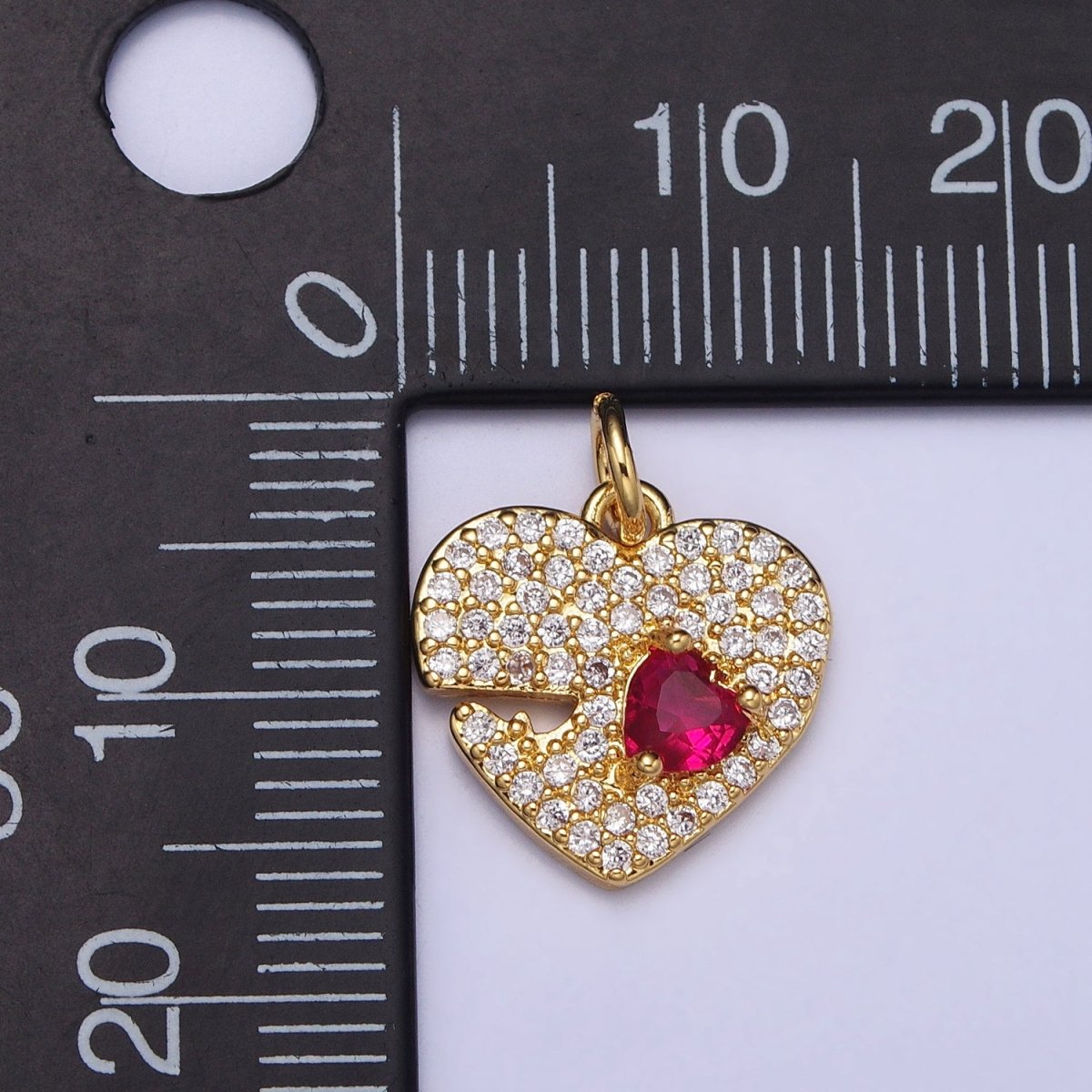 Dainty Micro Pave Heart Charm in Gold Silver CZ Pendant AC666 AC667