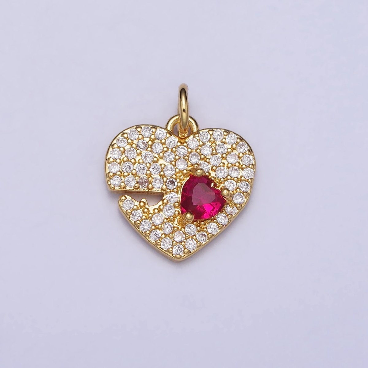 Dainty Micro Pave Heart Charm in Gold Silver CZ Pendant AC666 AC667