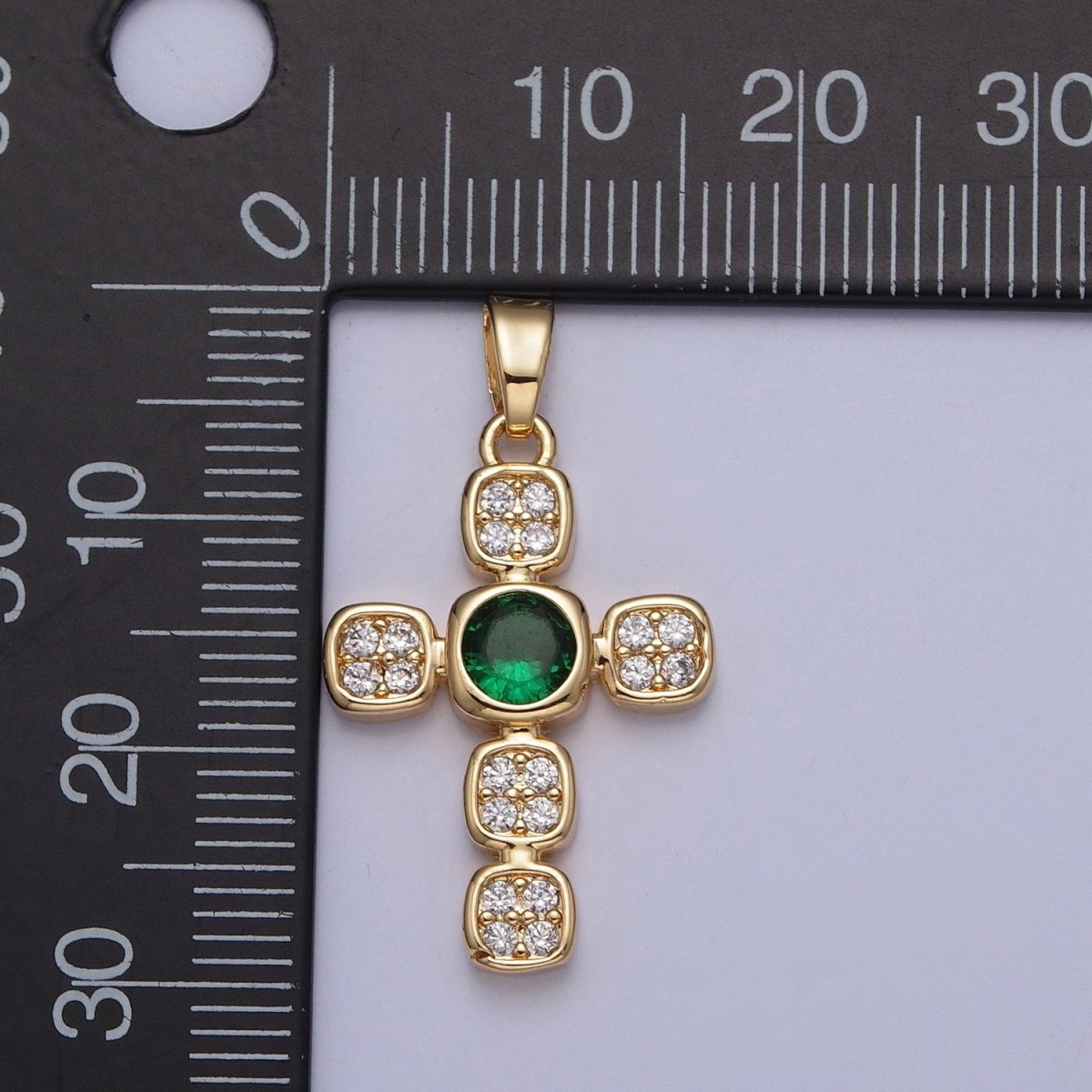 Dainty Micro Pave Religious Pendant with Green/Clear Cubic Zirconia X-313 X-314