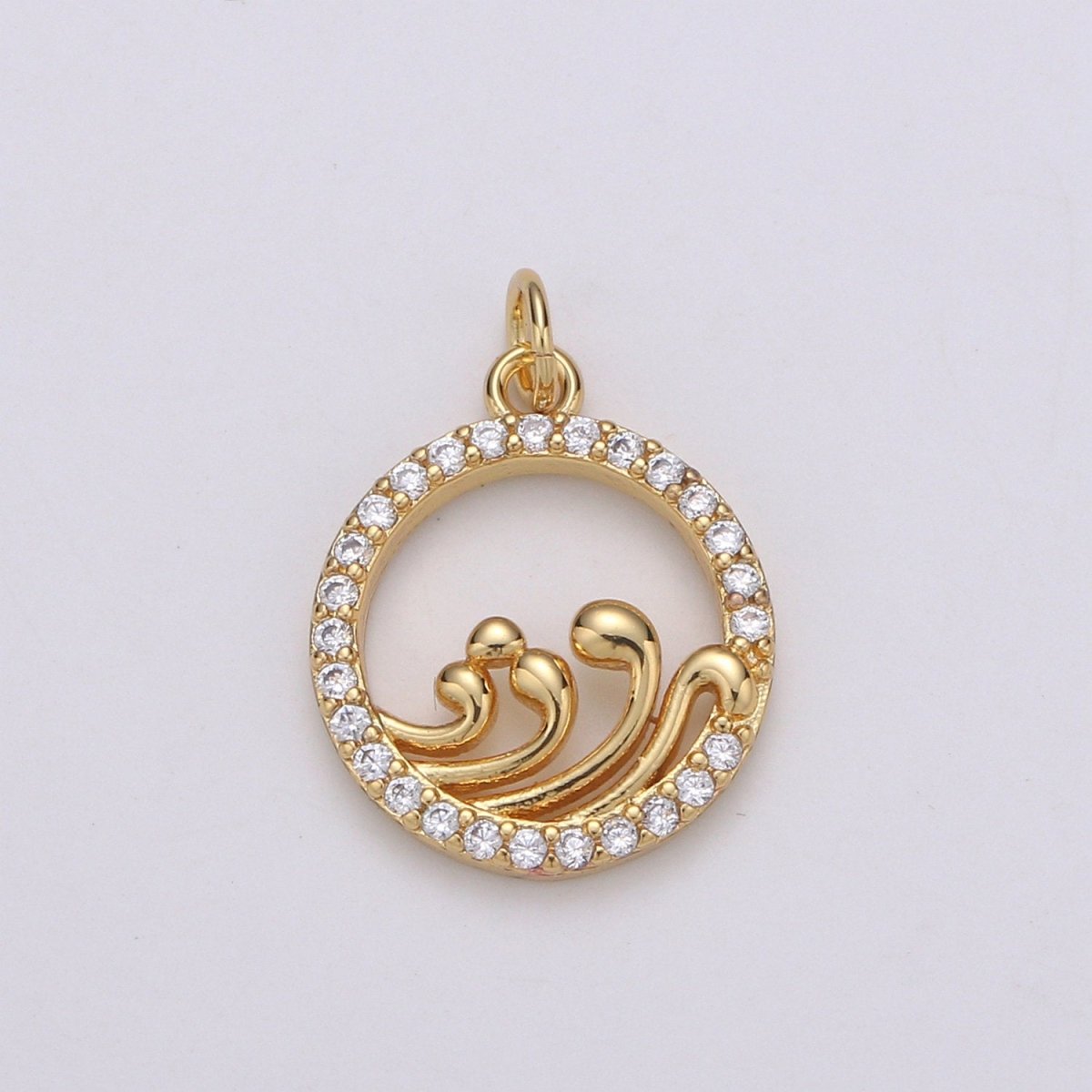 Dainty Micro Pave Water Elements Charm, Four Elements Charm, Water Element Charm, 14k Gold Filled Charm for bracelet necklace earring C-818 - DLUXCA