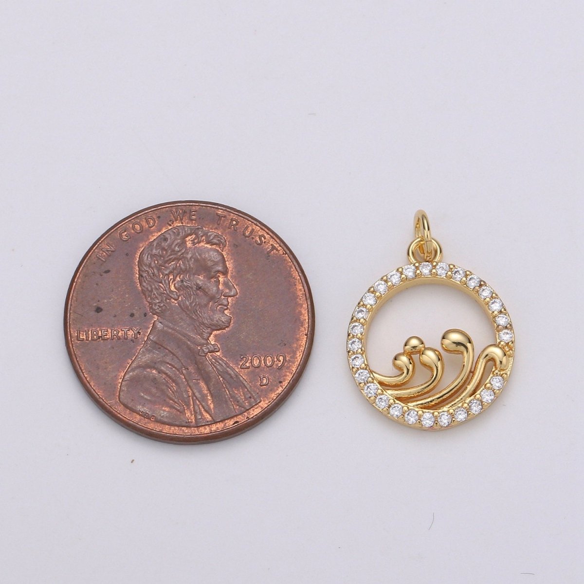 Dainty Micro Pave Water Elements Charm, Four Elements Charm, Water Element Charm, 14k Gold Filled Charm for bracelet necklace earring C-818 - DLUXCA