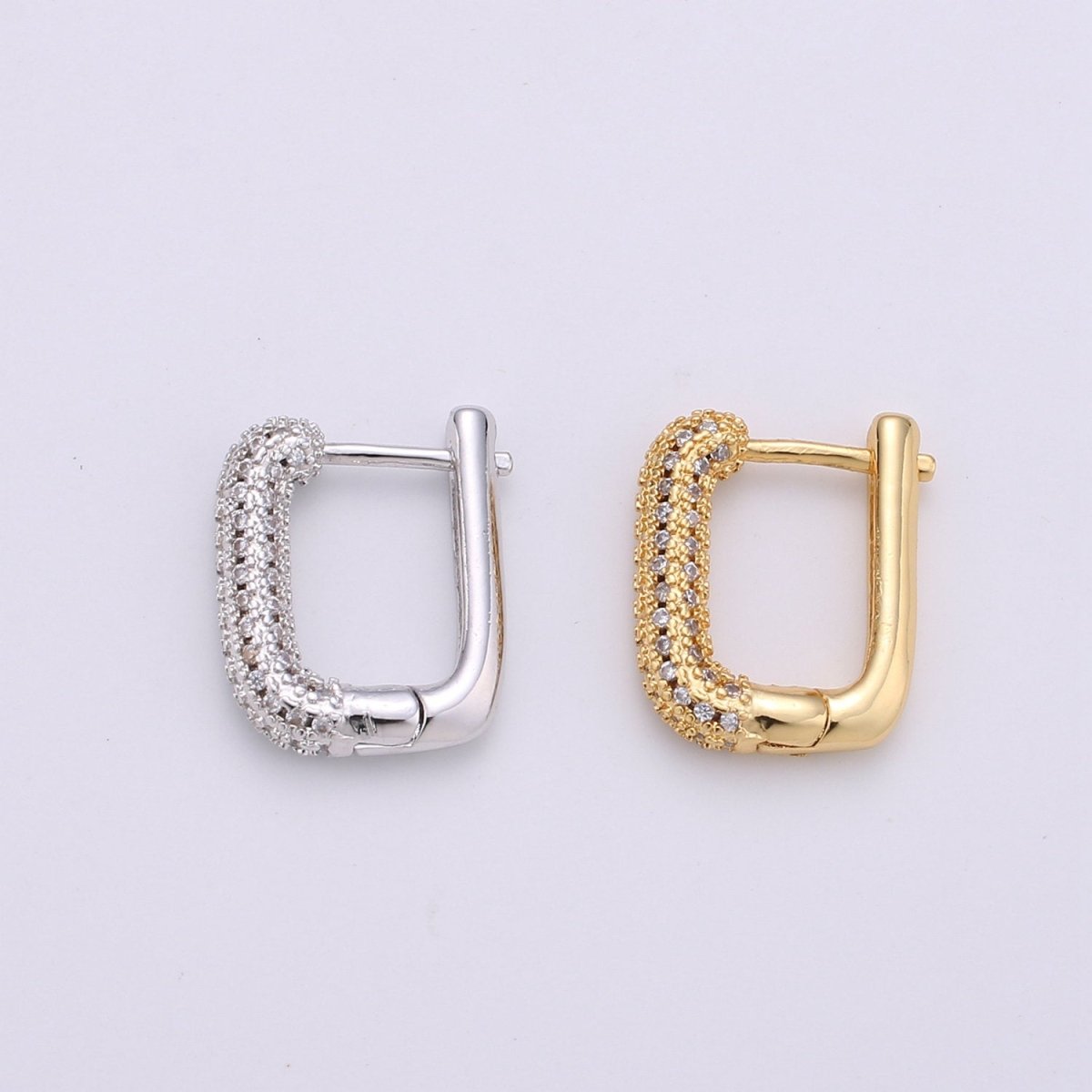 Dainty Mini Ear Huggie Hoop Earrings, GOLD SILVER micro pave cz cartilage hoops for everyday wear earring for girl Geometric Jewelry K-396