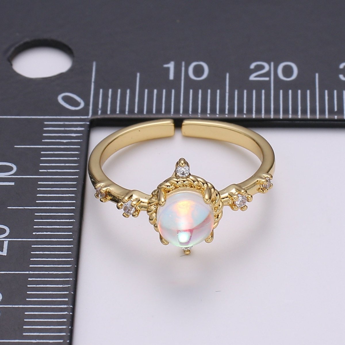 Dainty Monstone Ring Celestial Ring Minimalist Crystal Ring Statement Ring Adjustable Ring Stacking Ring Girlfriend Gift R-336 - DLUXCA