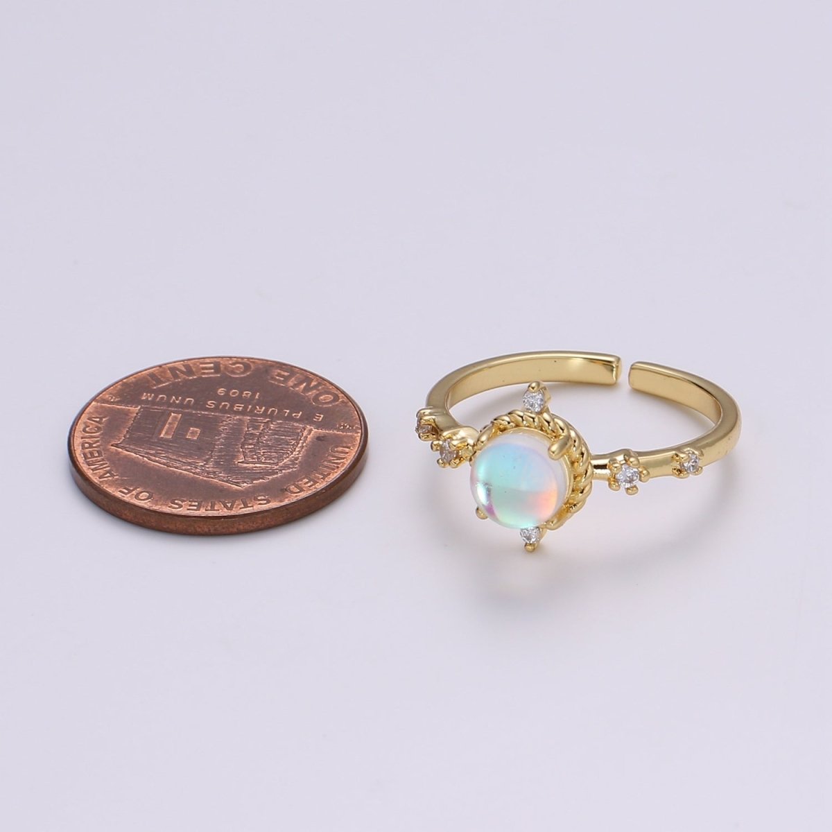 Dainty Monstone Ring Celestial Ring Minimalist Crystal Ring Statement Ring Adjustable Ring Stacking Ring Girlfriend Gift R-336 - DLUXCA