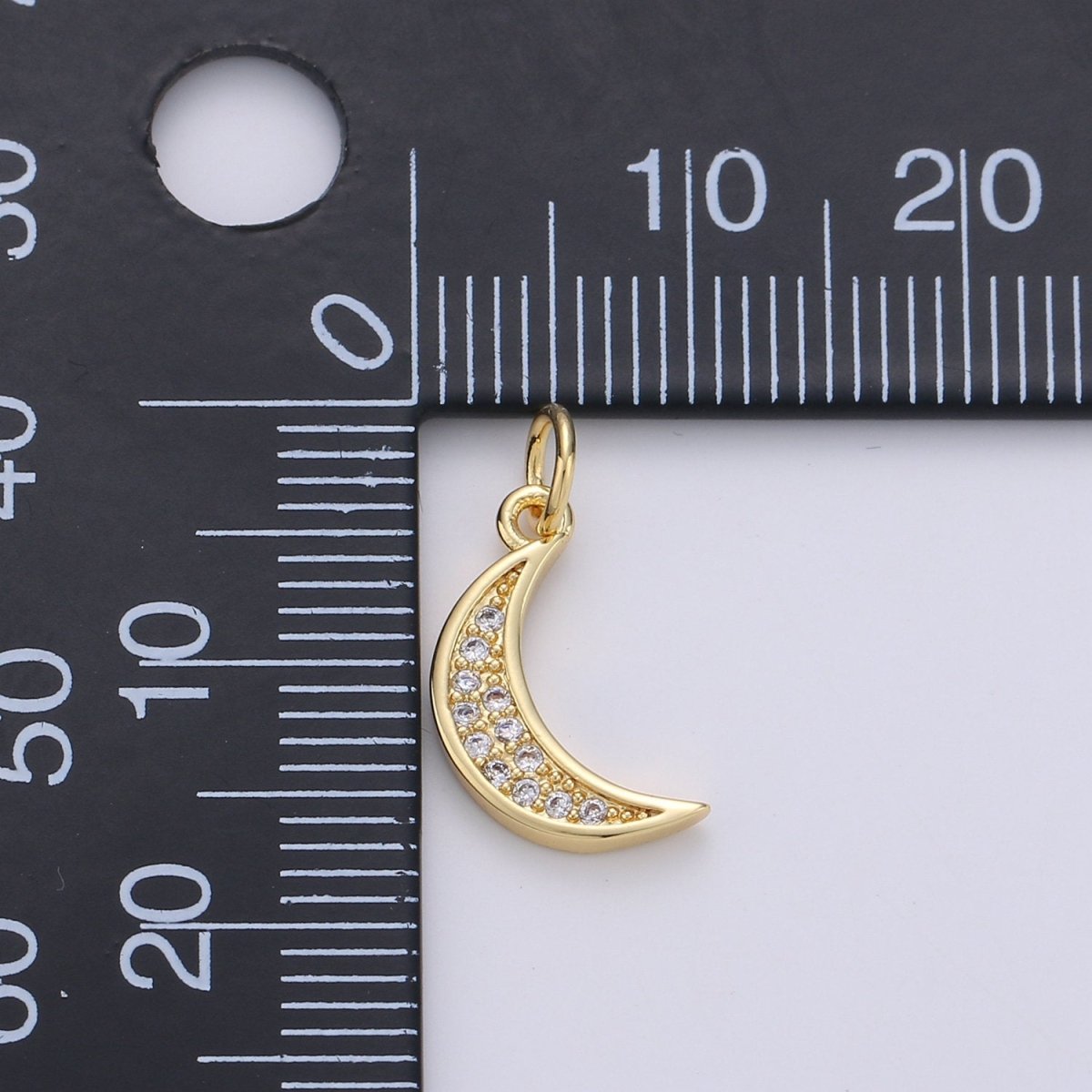 OS Dainty MOON charm, Micro Pave CZ Small Moon Charms, Dainty Pave Moon Charm, Dangle charms for Jewelry Supply | D-253