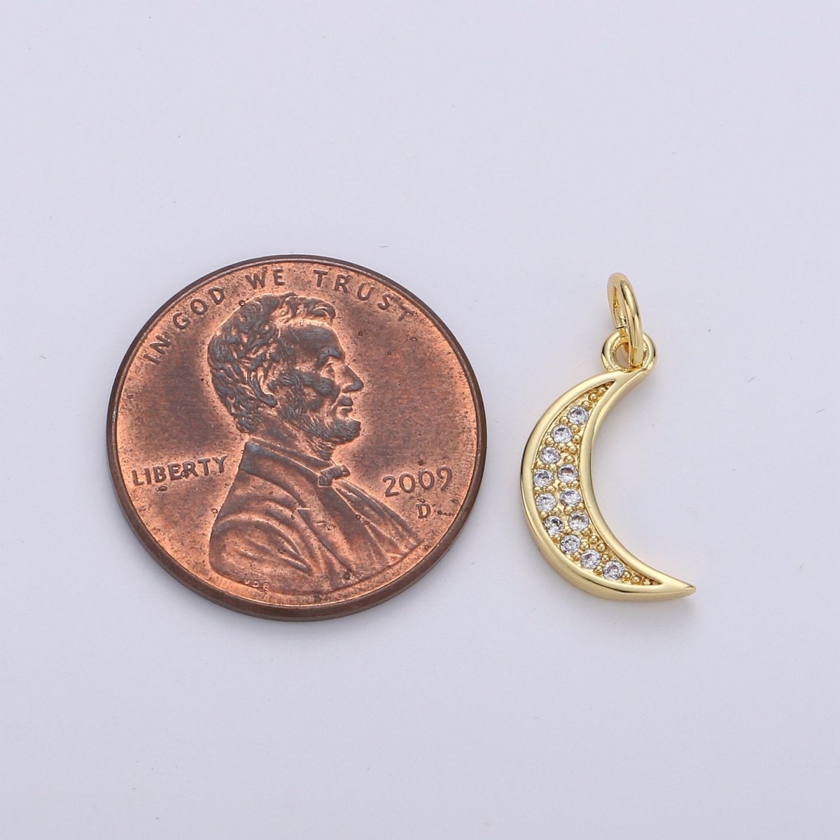 OS Dainty MOON charm, Micro Pave CZ Small Moon Charms, Dainty Pave Moon Charm, Dangle charms for Jewelry Supply | D-253