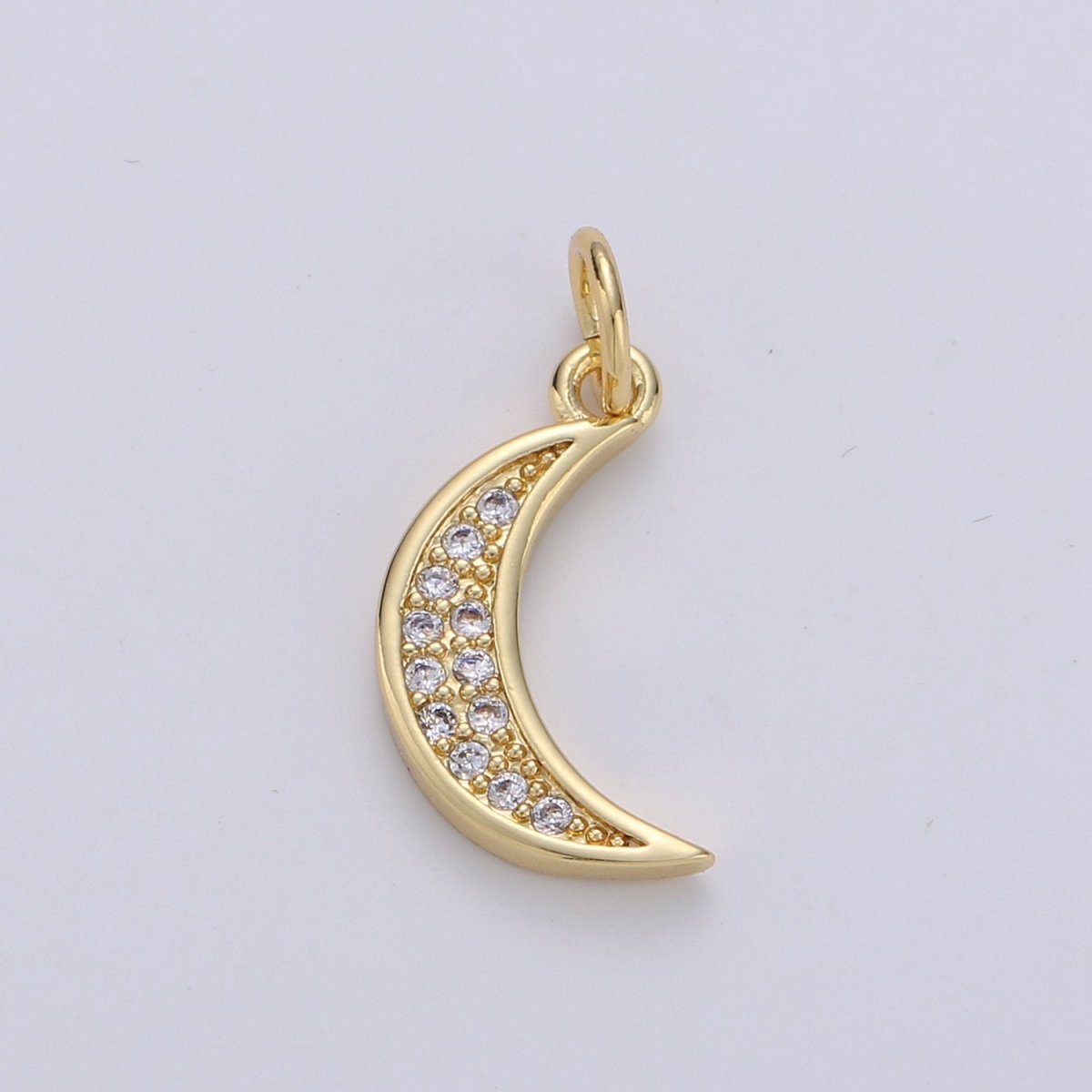 OS Dainty MOON charm, Micro Pave CZ Small Moon Charms, Dainty Pave Moon Charm, Dangle charms for Jewelry Supply | D-253
