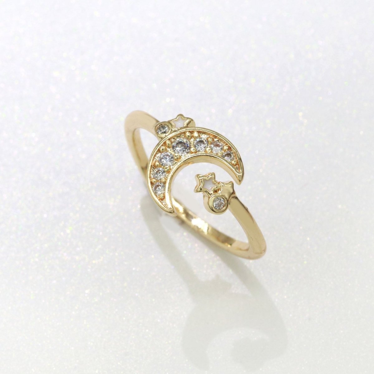 OS Dainty Moon Ring Open Adjustable Star Gold Celestial Jewelry O-878 O-879