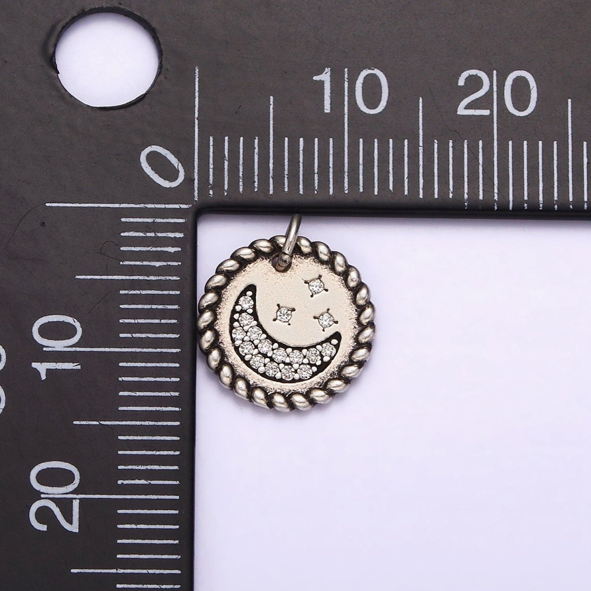 Dainty Moon Star Charm in 925 Sterling Silver Pendant Micro Pave Celestial Jewelry SL-321 - DLUXCA