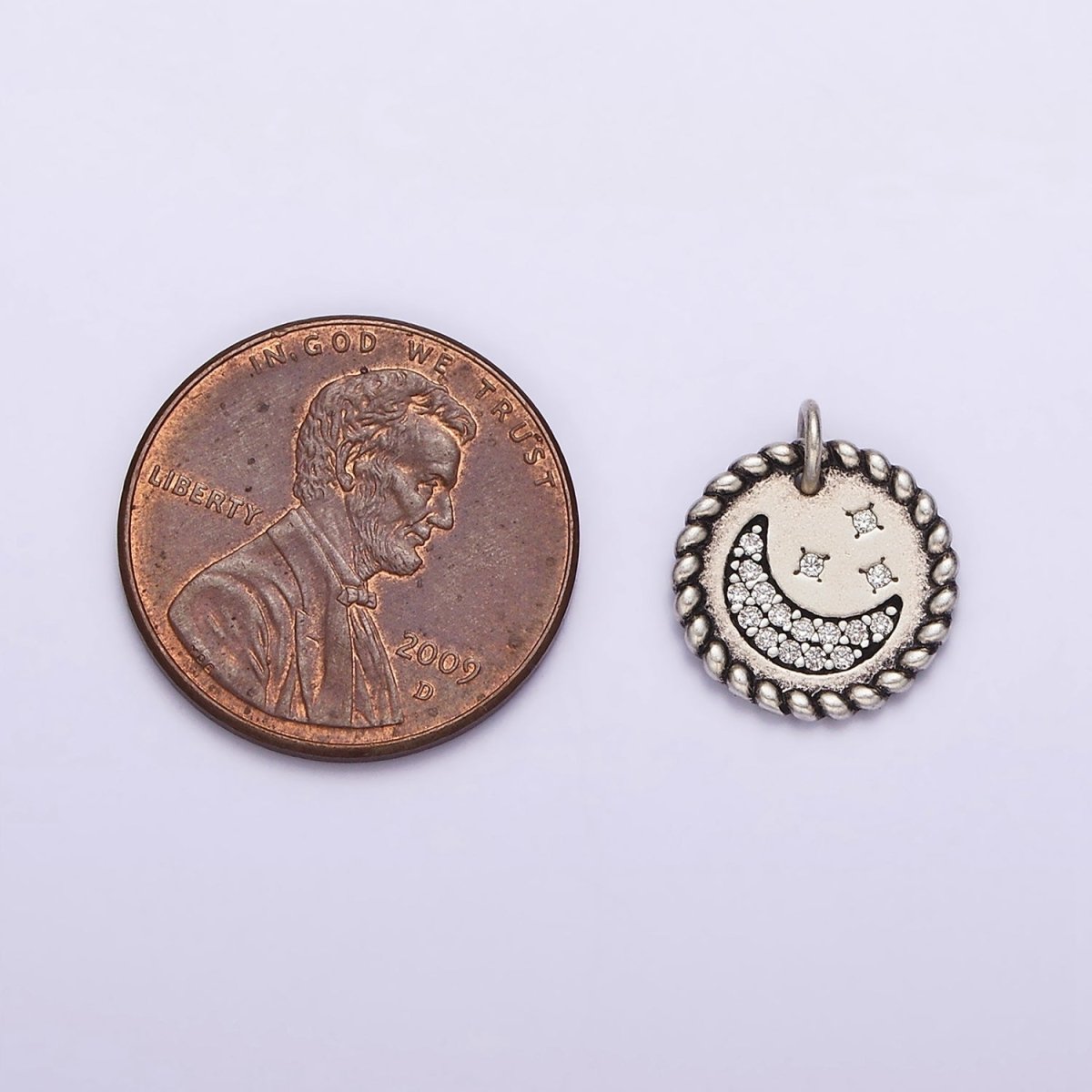 Dainty Moon Star Charm in 925 Sterling Silver Pendant Micro Pave Celestial Jewelry SL-321 - DLUXCA