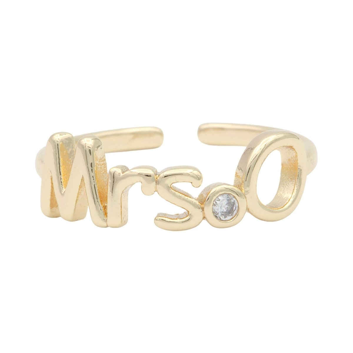 Dainty Mrs Ring Gold Letter Minimalist Initial Name Ring Adjustable Engagement Gift O-927-O-952